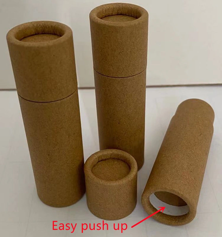 Eco-Friendly Biodegradable Customized Empty Cosmetics Lip Balm Deodorant Stick Push up Paper Tubes Deodorant Container